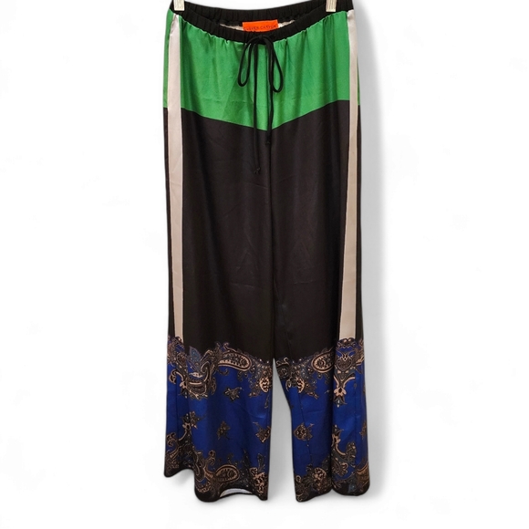 Clover Canyon Silk Color Block Drawstring Pants, Small - Picture 1 of 9